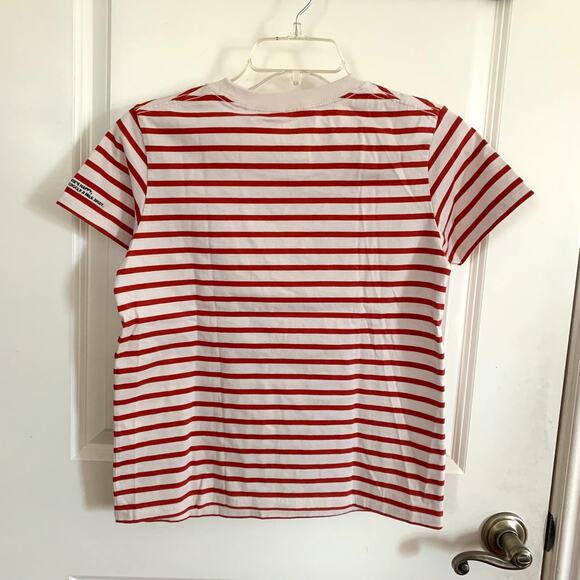 Uniqlo x Disney Minnie Mouse Embroidered Striped T-shirt in Red/Cream - Picture 5 of 9